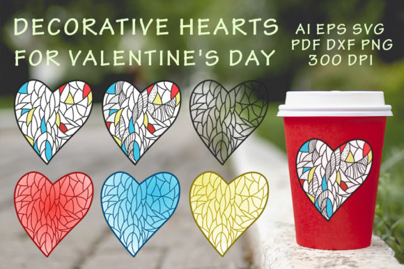 6 Decorative Hearts for Valentine's Graphics & Crafts