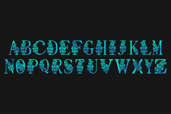 Blue Decorative A to Z Alphabets Graphics Review