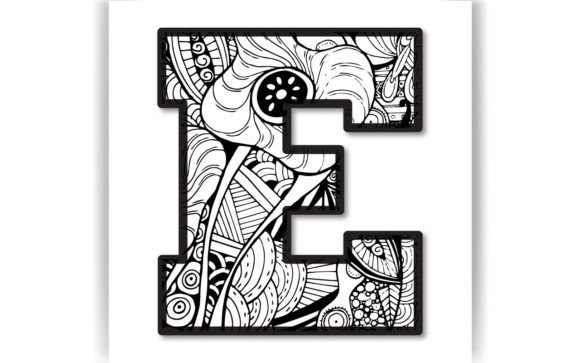 Decorative E Letter Coloring Page KID Graphics
