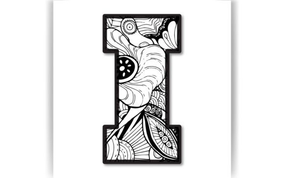 Decorative I Letter Coloring Page KID Graphics