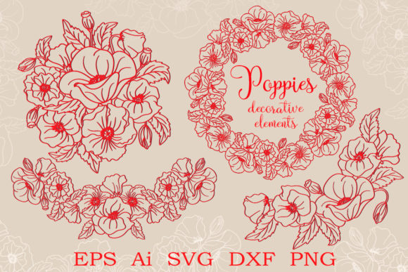 Decorative Poppies SVG for Crafts & Graphics