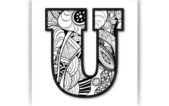 Decorative U Letter Coloring Page KIDS Graphics