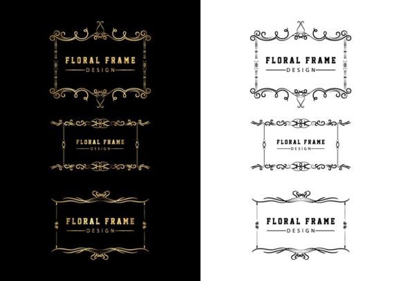 Elegant Decorative Black Floral Frame Graphics
