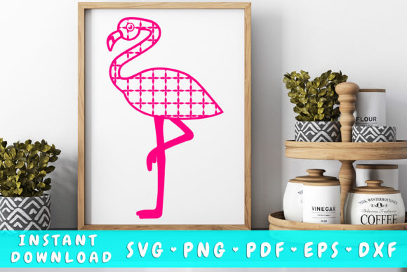 Flamingo with Decorative Pattern SVG for Graphics & Crafts