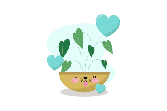 Love Blue Kawaii Decorative Plants – A Fresh Graphic Design Asset for Modern Branding and Visual Content